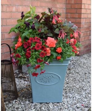 Green Olive Tall Square Planter Large
